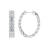 14K White Gold Lab Grown Diamond 5 Ct.Tw. Horizontal Radiant Shape In and Out Hoop Earrings  Picasso Gold & Diamond Jewelry