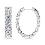 14K White Gold Lab Grown Diamond 7 Ct.Tw. Horizontal Radiant Shape In and Out Hoop Earrings  Picasso Gold & Diamond Jewelry