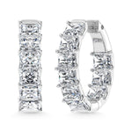 14K White Gold 9 Ct.Tw. Lab Grown Diamond In and Out Vertical Radiant Shape Hoop Earring  Picasso Gold & Diamond Jewelry