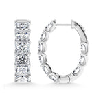 14K White Gold 9 Ct.Tw. Lab Grown Diamond In and Out Vertical Radiant Shape Hoop Earring  Picasso Gold & Diamond Jewelry