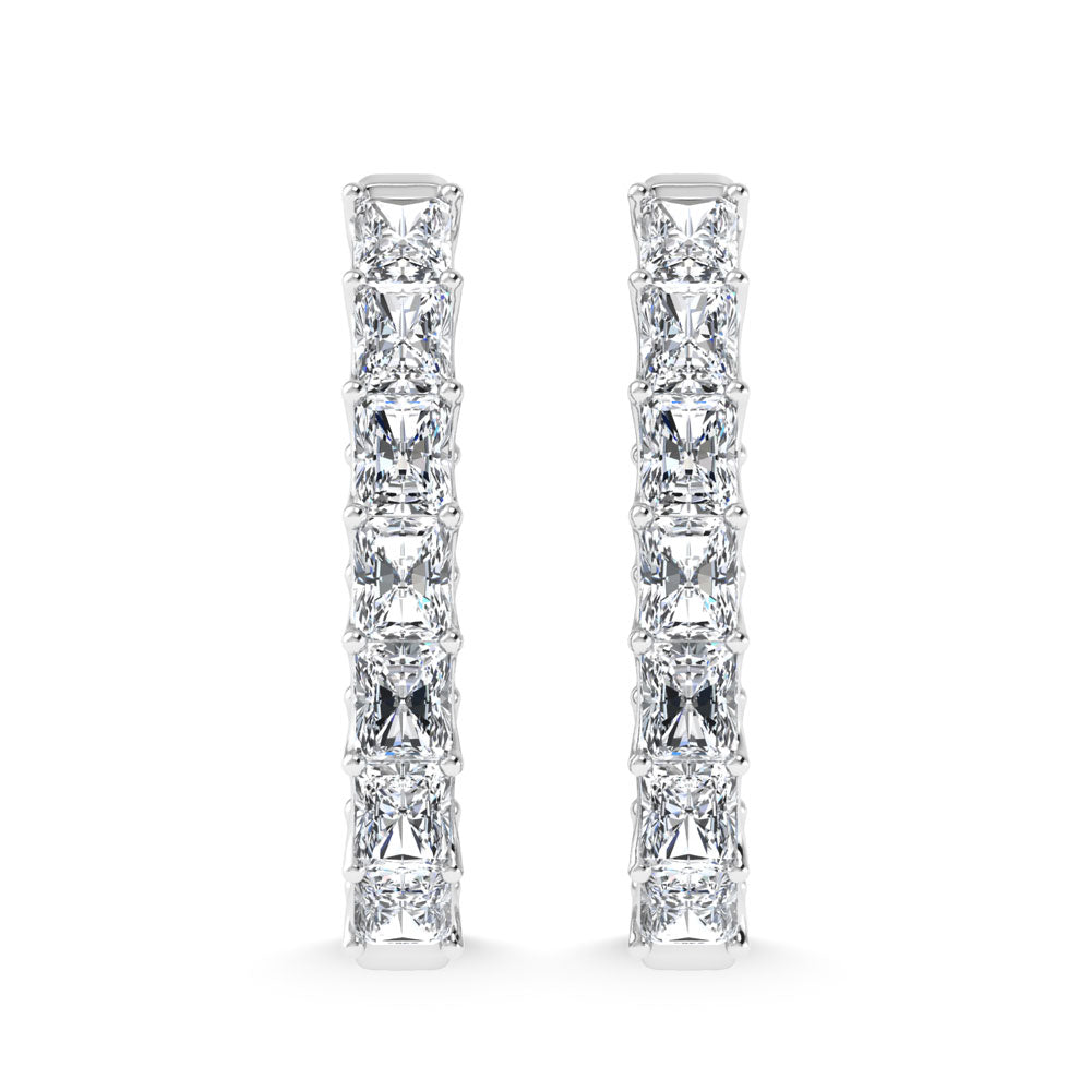 14K White Gold 2 3/4 Ct.Tw. Lab Grown Diamond In and Out Vertical Radiant Shape Hoop Earring