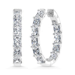 14K White Gold 4 Ct.Tw. Lab Grown Diamond In and Out Vertical Radiant Shape Hoop Earring  Picasso Gold & Diamond Jewelry