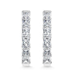 14K White Gold 4 Ct.Tw. Lab Grown Diamond In and Out Vertical Radiant Shape Hoop Earring  Picasso Gold & Diamond Jewelry