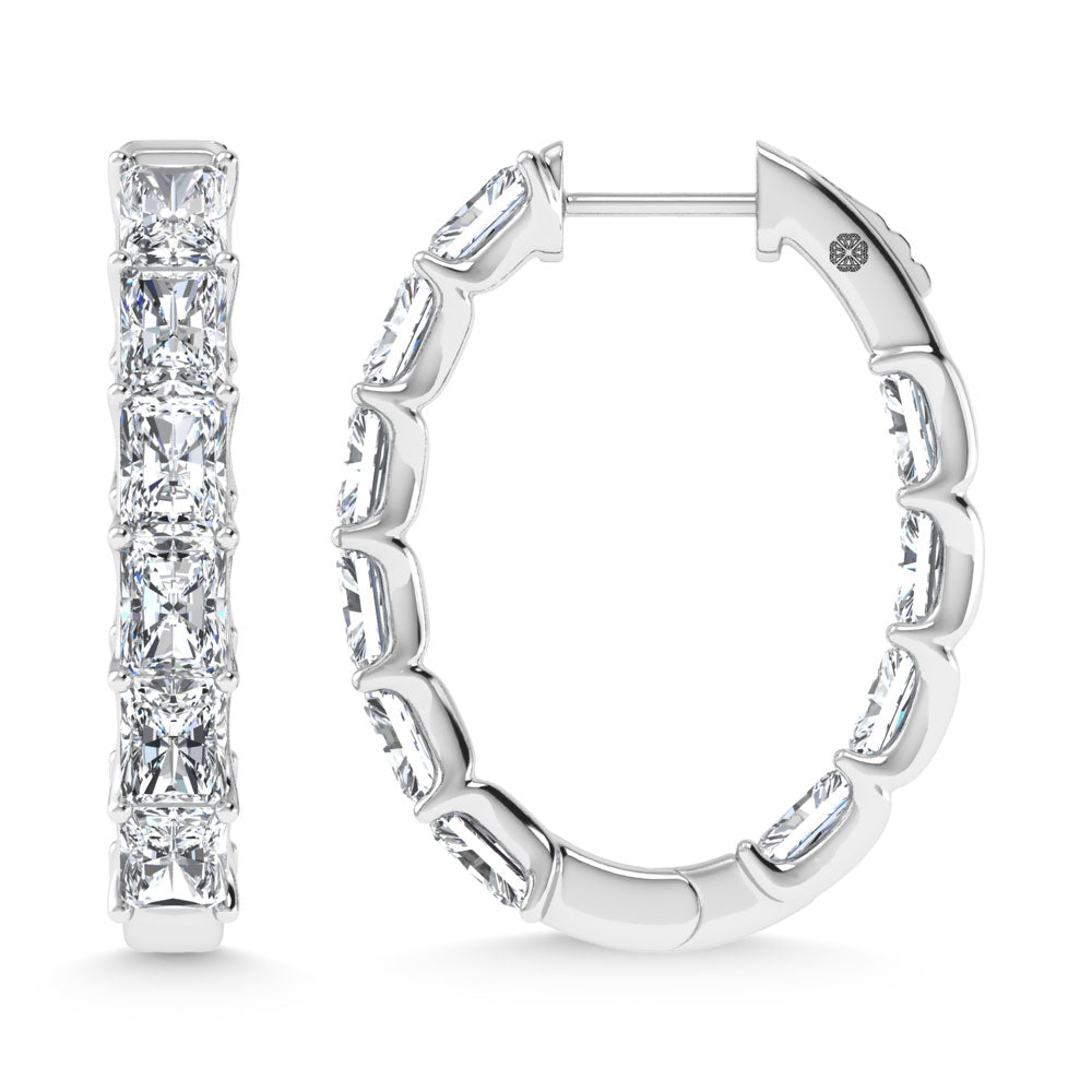 14K White Gold 4 Ct.Tw. Lab Grown Diamond In and Out Vertical Radiant Shape Hoop Earring  Picasso Gold & Diamond Jewelry