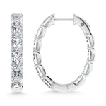 14K White Gold 4 Ct.Tw. Lab Grown Diamond In and Out Vertical Radiant Shape Hoop Earring  Picasso Gold & Diamond Jewelry