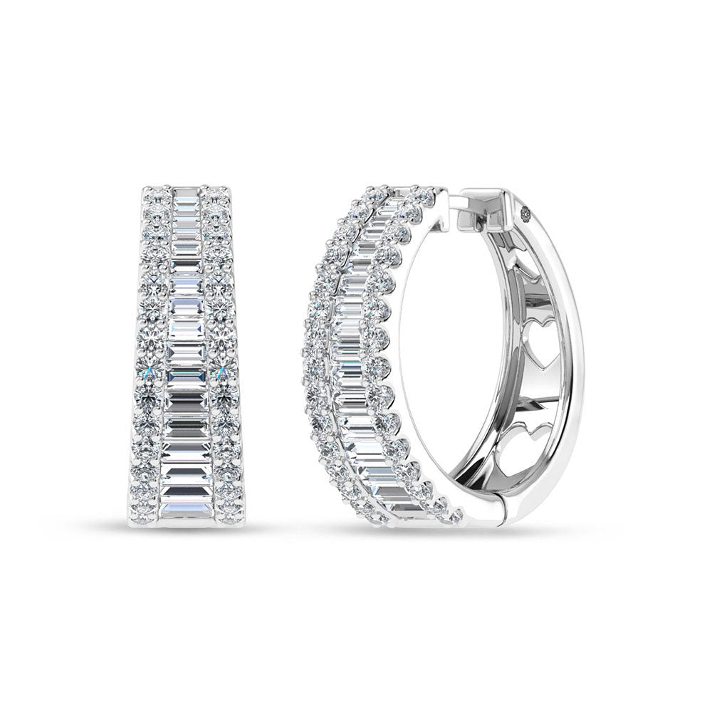 10K White Gold Lab Grown Diamond 1 1/4 Ct.Tw. Hoop Earrings  Picasso Gold & Diamond Jewelry