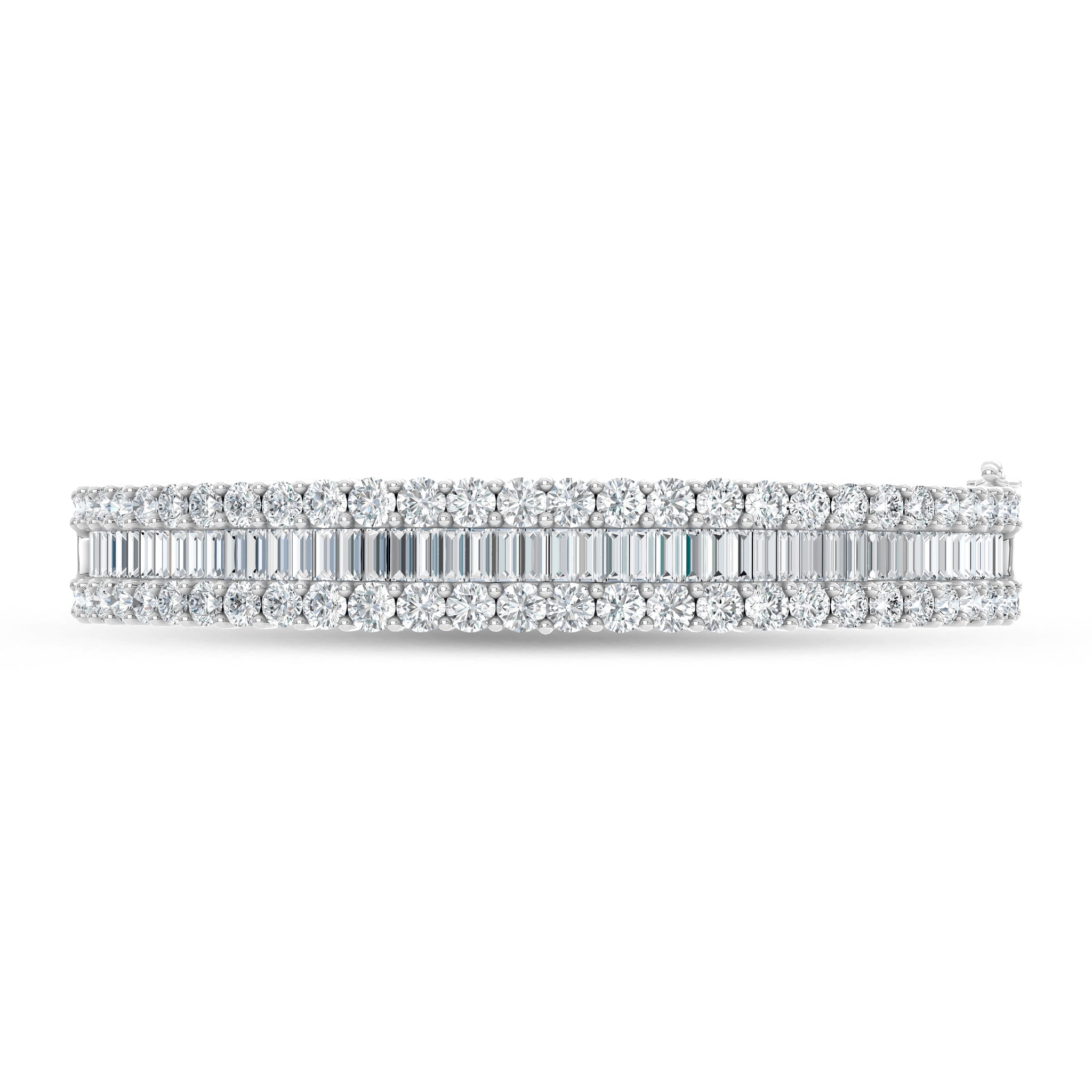 14K White Gold Lab Grown Diamond 10 Ct.Tw. Round and Baguette Bangle