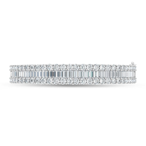 14K White Gold Lab Grown Diamond 10 Ct.Tw. Round and Baguette Bangle