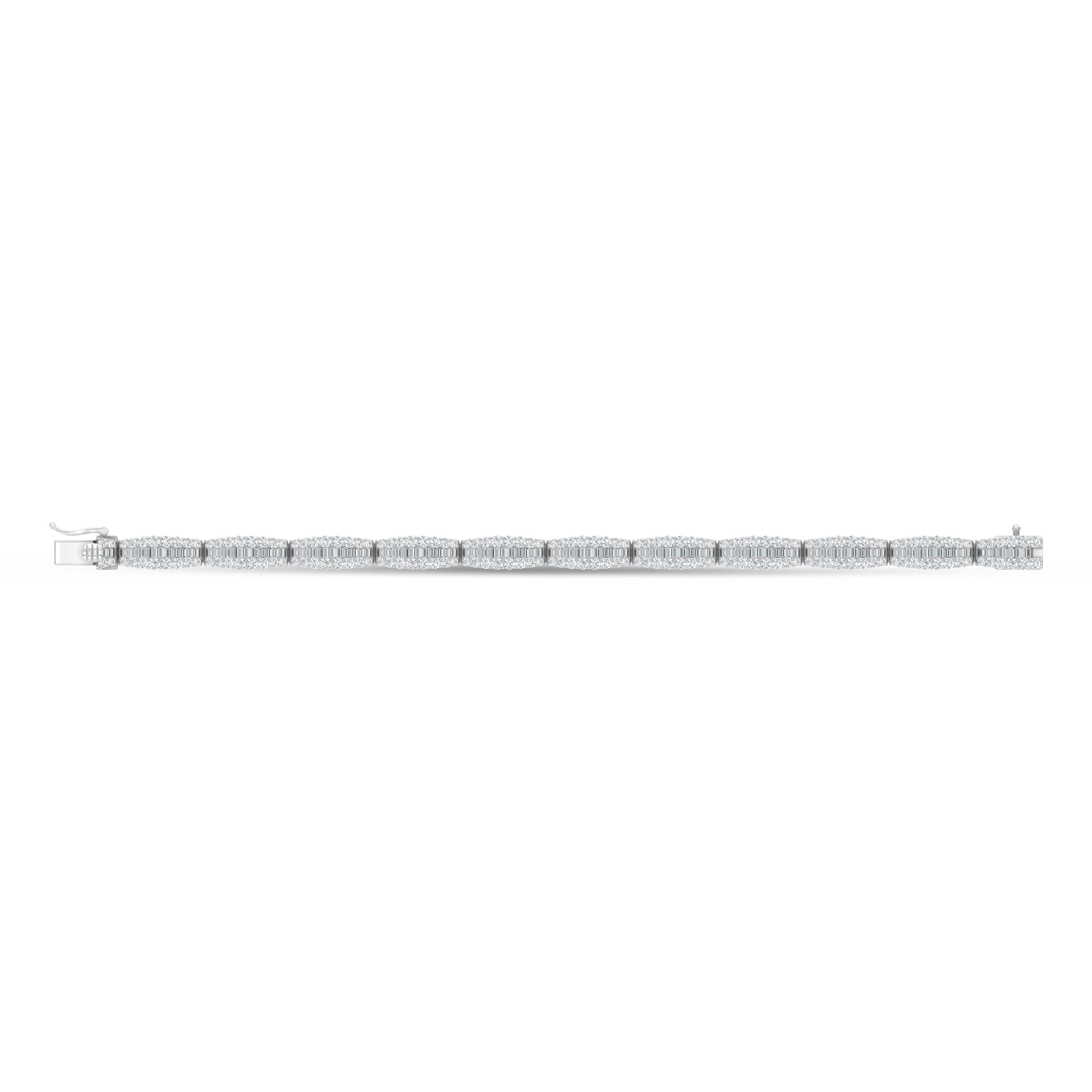 14K White Gold Lab Grown Diamond 7 Ct.Tw. Round and Baguette Fancy Bracelet