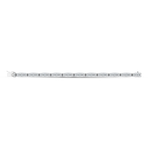 14K White Gold Lab Grown Diamond 7 Ct.Tw. Round and Baguette Fancy Bracelet