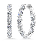 14K White Gold 4 Ct.Tw. Lab Grown Diamond Vertical Oval Shape In and Our Hoop Earrings  Picasso Gold & Diamond Jewelry