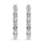 14K White Gold 4 Ct.Tw. Lab Grown Diamond Vertical Oval Shape In and Our Hoop Earrings  Picasso Gold & Diamond Jewelry