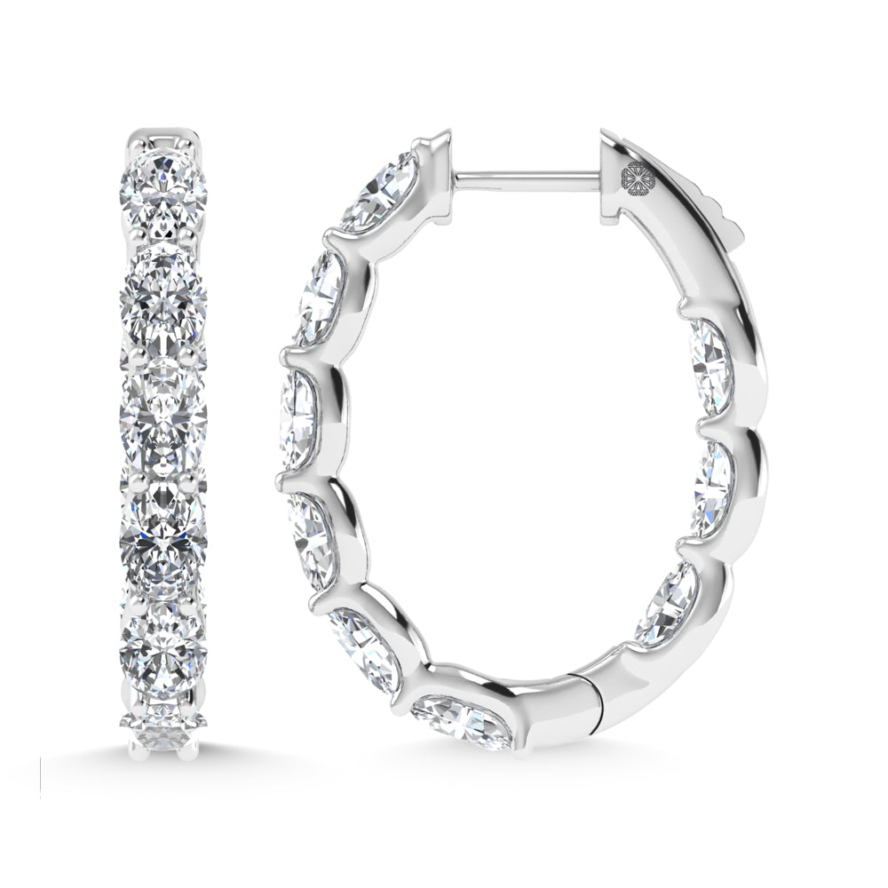 14K White Gold 5 Ct.Tw. Lab Grown Diamond Vertical Oval Shape In and Our Hoop Earrings  Picasso Gold & Diamond Jewelry