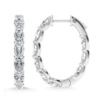 14K White Gold 4 Ct.Tw. Lab Grown Diamond Vertical Oval Shape In and Our Hoop Earrings  Picasso Gold & Diamond Jewelry