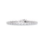 Handcrafted 14k White Gold bracelet, set with 10 CTW lab grown diamond, with pear-cut stones, close-up detail shot.