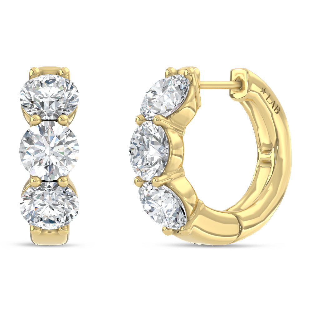14K Yellow Gold Lab Grown Diamond 2 Ct.Tw. Hoop Earrings  Picasso Gold & Diamond Jewelry