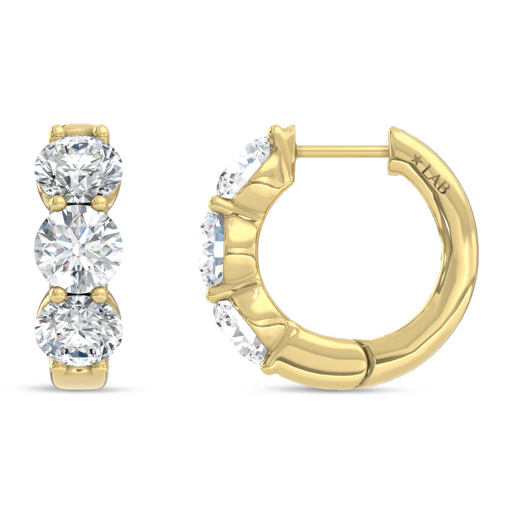 14K Yellow Gold Lab Grown Diamond 2 Ct.Tw. Hoop Earrings  Picasso Gold & Diamond Jewelry