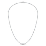 14K White Gold Lab Grown Diamond 7 1/2 Ct.Tw. Round and Oval Emerald Fashion Necklace  Picasso Gold & Diamond Jewelry