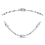 14K White Gold Lab Grown Diamond 7 1/2 Ct.Tw. Round and Oval Emerald Fashion Necklace  Picasso Gold & Diamond Jewelry