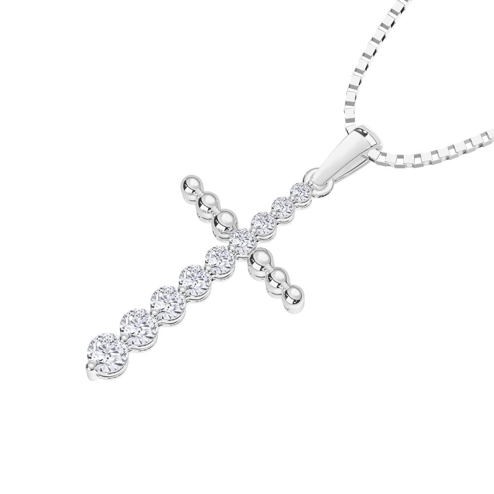10K White Gold Lab Grown Diamond 1/3 Ct.Tw. Cross Pendant