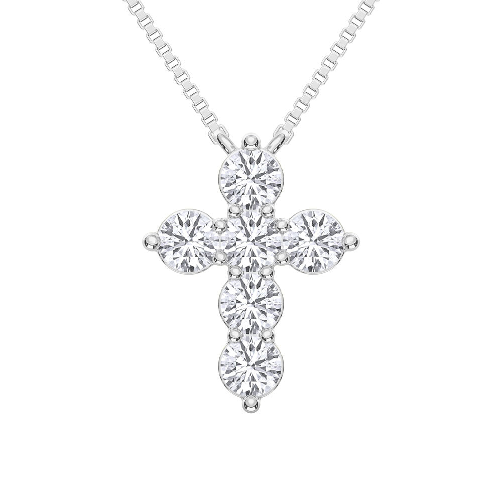 Pendants 14K White Gold 1 Ct.Tw. Lab Grown Diamond Cross Pendant 14kt White Gold 1 carat Lab Grown Diamond Cross Pendant LG2052W-A1