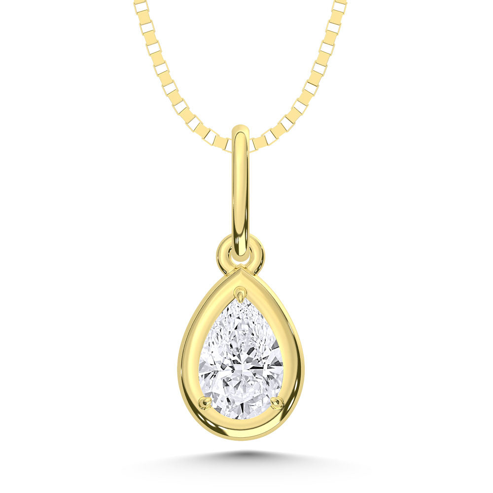 10K Yellow Gold Lab Grown Diamond 1/2 Ct.Tw. Pear Shape Pendant  Picasso Gold & Diamond Jewelry