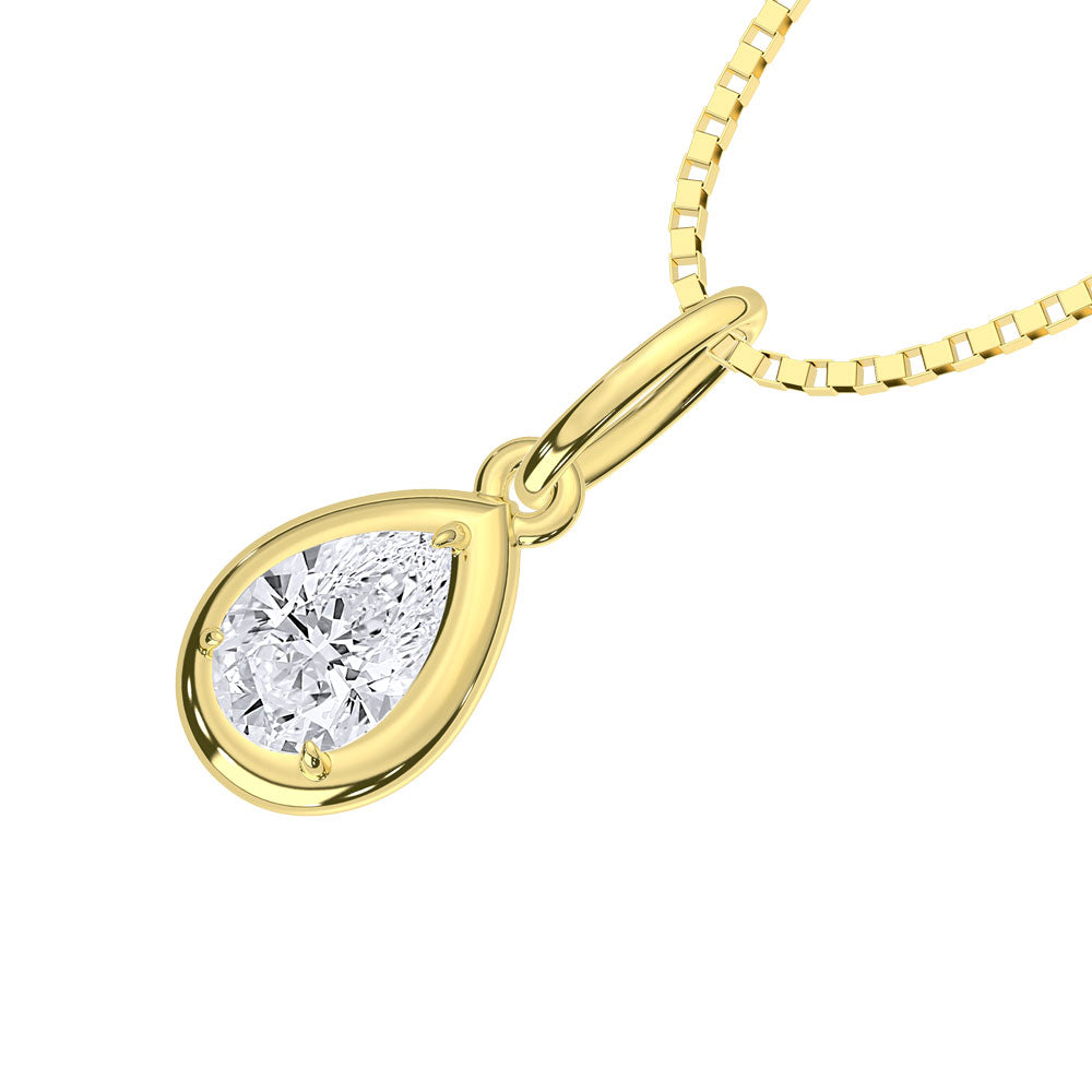 10K Yellow Gold Lab Grown Diamond 1/2 Ct.Tw. Pear Shape Pendant  Picasso Gold & Diamond Jewelry