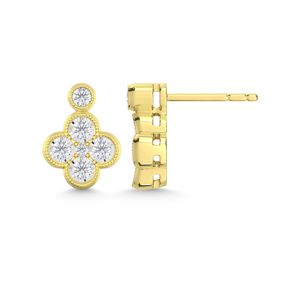 10K Yellow Gold Lab Grown Diamond 1/4 Ct.Tw. Fashion Earrings  Picasso Gold & Diamond Jewelry