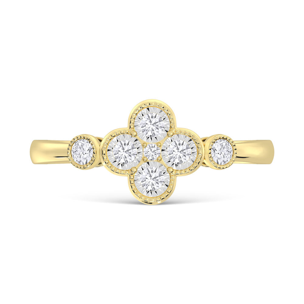 10K Yellow Gold Lab Grown Diamond 1/4 ct. tw. Fashion Ring, close-up of the diamond setting