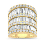14K Yellow Gold Lab Grown Diamond Round and Tapered 7 ct. tw. Round and Tapered Fashion Band, side profile view showing the band