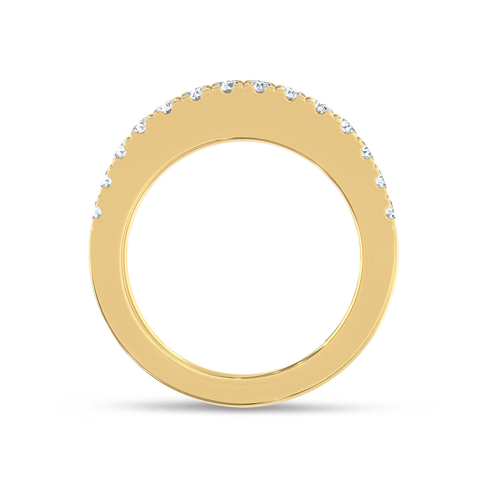 14K Yellow Gold Lab Grown Diamond Round and Tapered 7 ct. tw. Round and Tapered Fashion Band, close-up of the diamond setting