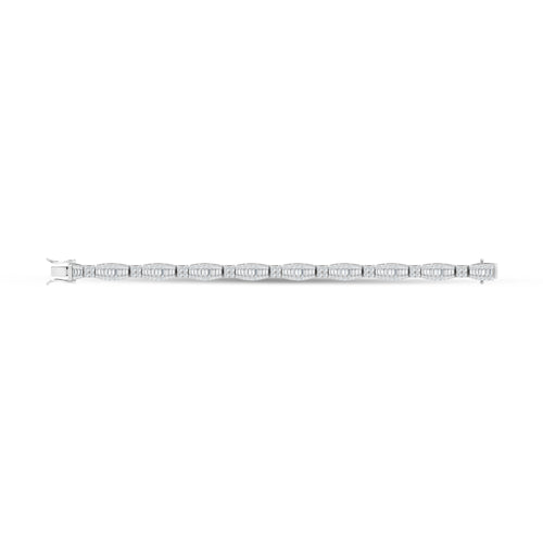 14K White Gold Lab Grown Diamond 7 Ct.Tw. Round and Baguette Fancy Bracelet