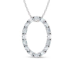 14K White Gold Lab Grown Diamond Round and Tapper 2 Ct.Tw. Oval Shape Necklace  Picasso Gold & Diamond Jewelry