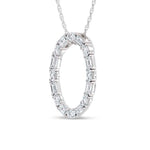 14K White Gold Lab Grown Diamond Round and Tapper 2 Ct.Tw. Oval Shape Necklace  Picasso Gold & Diamond Jewelry