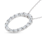 14K White Gold Lab Grown Diamond Round and Tapper 2 Ct.Tw. Oval Shape Necklace  Picasso Gold & Diamond Jewelry
