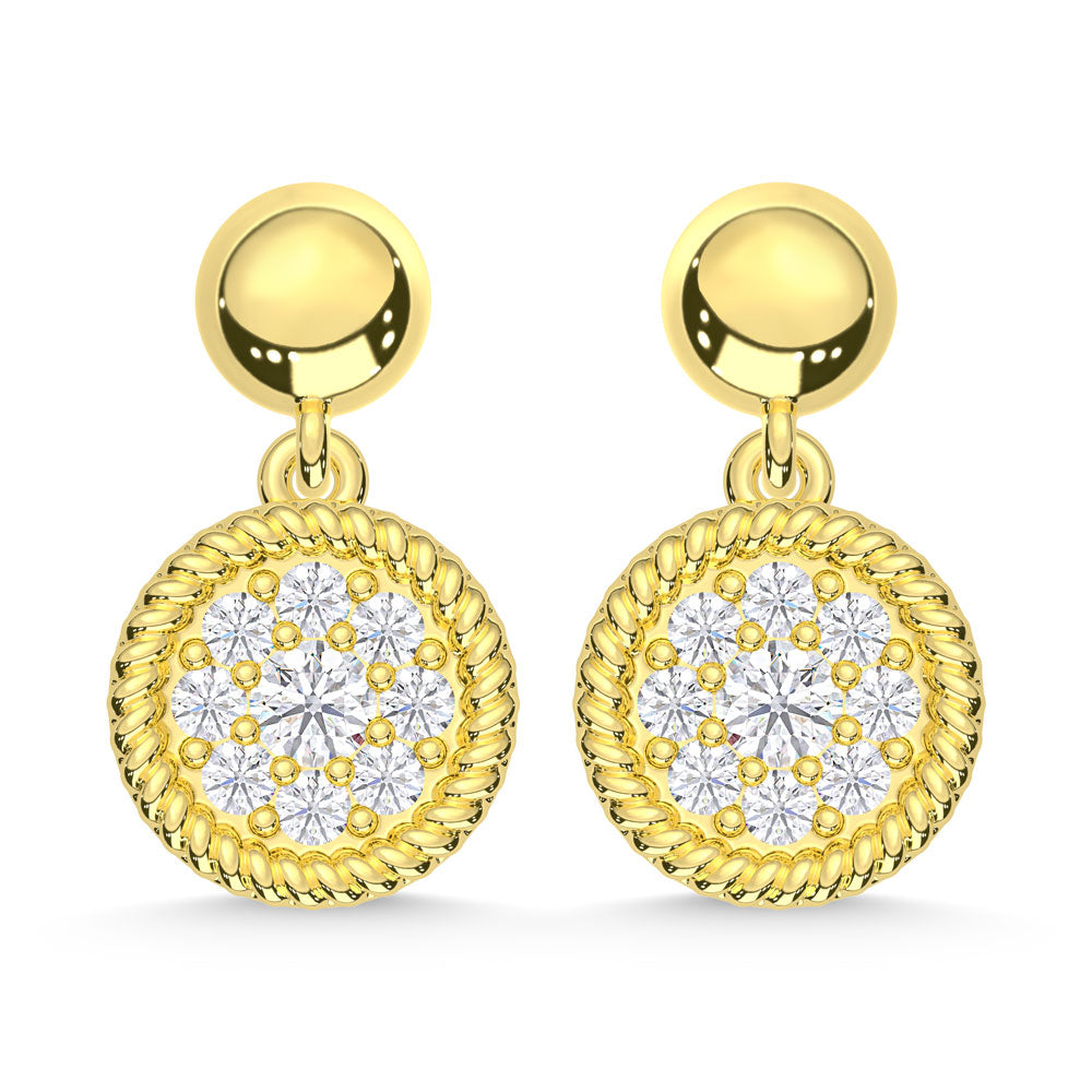 10K Yellow Gold Lab Grown Diamond 1/5 Ct.Tw. Fashion Earrings