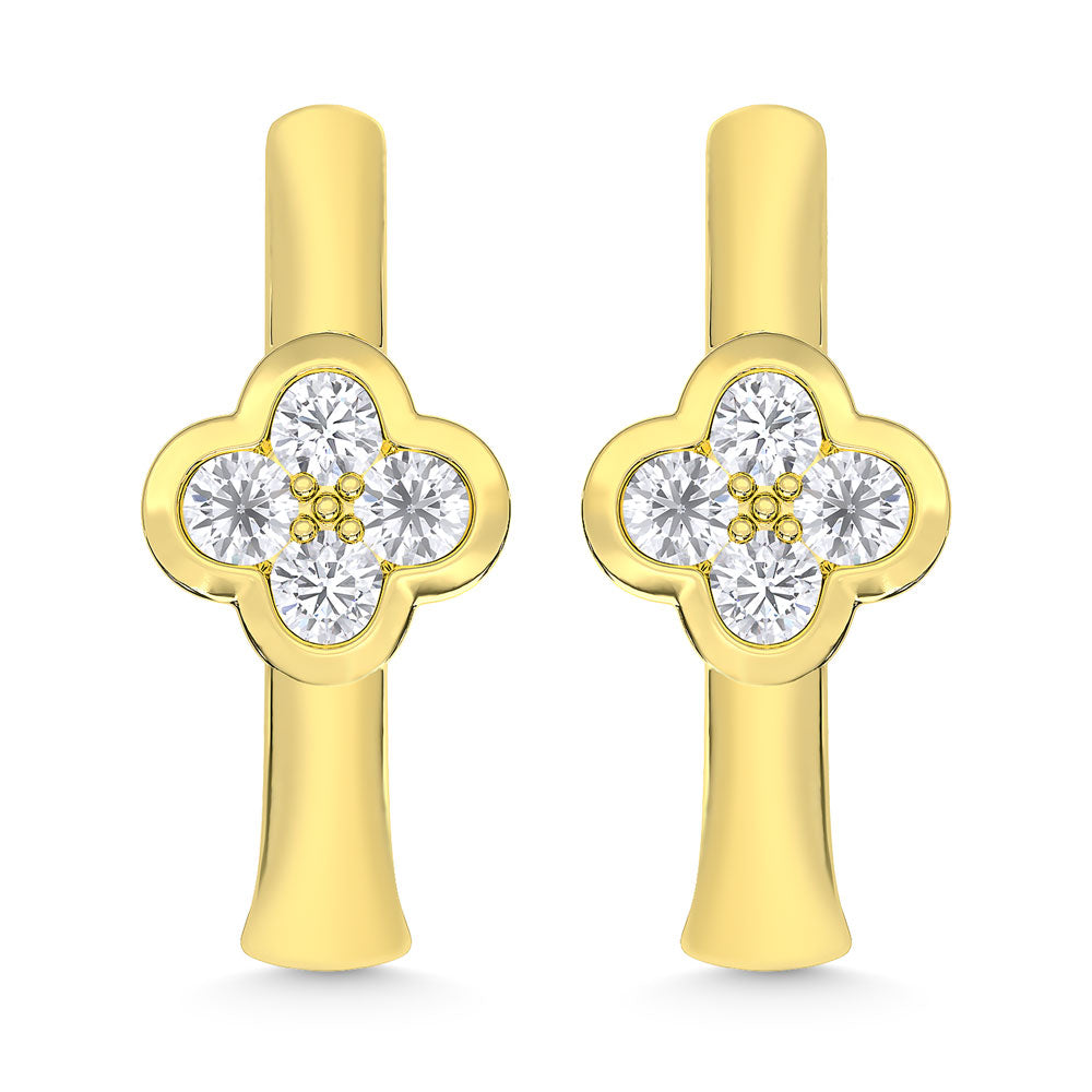 10K Yellow Gold Lab Grown Diamond 1/10 Ct.Tw. Hoop Earrings