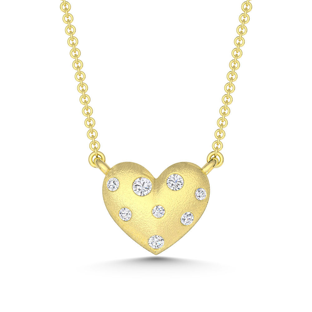 10K Yellow Gold Lab Grown Diamond 1/10 Ct.Tw. Heart Pendant  Picasso Gold & Diamond Jewelry