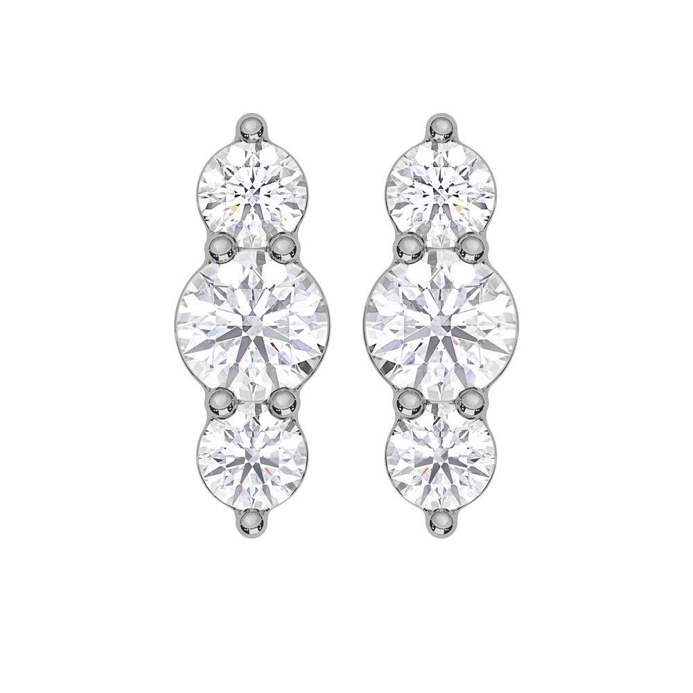 10K White Gold Lab Grown Diamond 1/5 Ct.Tw. Three Stone Earrings