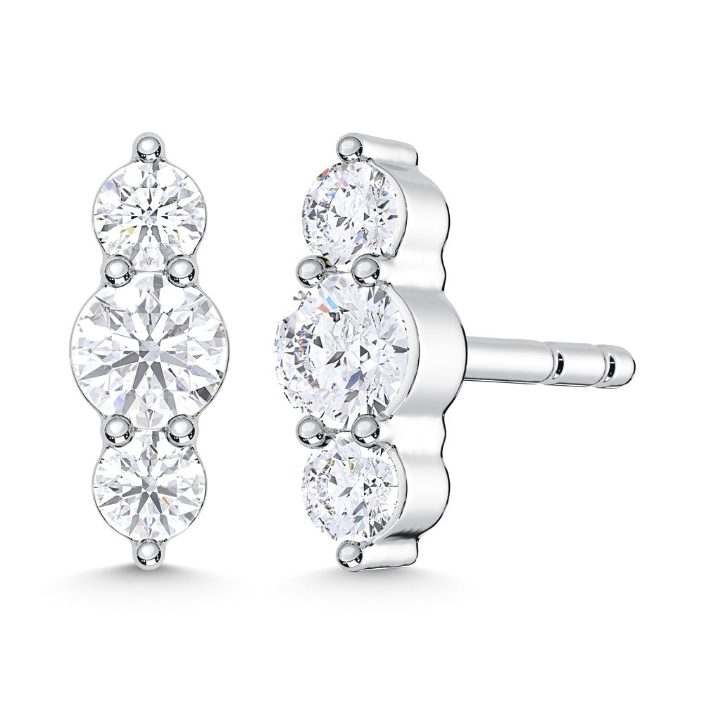 10K White Gold Lab Grown Diamond 1/5 Ct.Tw. Three Stone Earrings