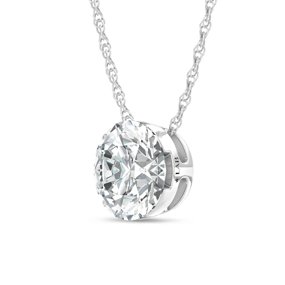 14K White Gold Lab Grown Diamond 3 Ct.Tw. Solitaire Slide Pendant  Picasso Gold & Diamond Jewelry
