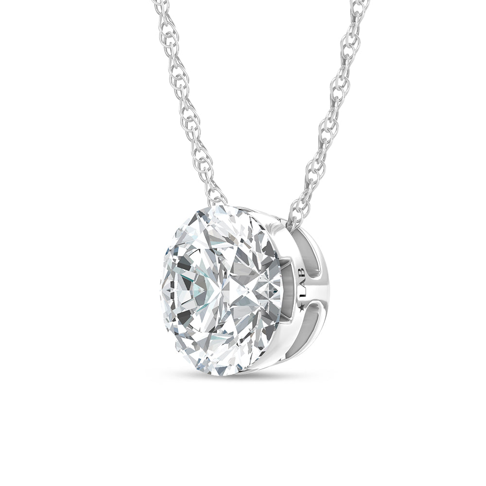 14K White Gold Lab Grown Diamond 3 Ct.Tw. Solitaire Slide Pendant  Picasso Gold & Diamond Jewelry