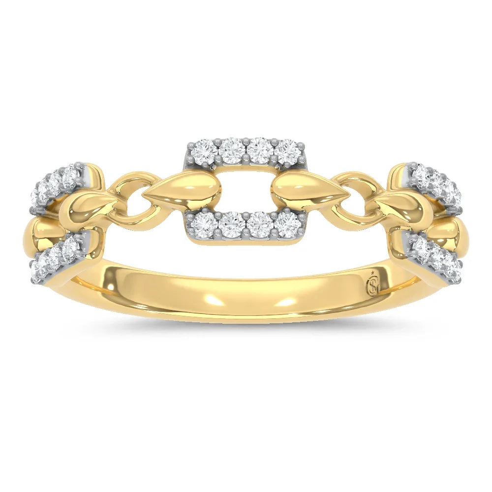 10K Two-Tone 1/8 ct. tw. Lab Grown Diamond Fashion Ring | Picasso Gold & Diamond