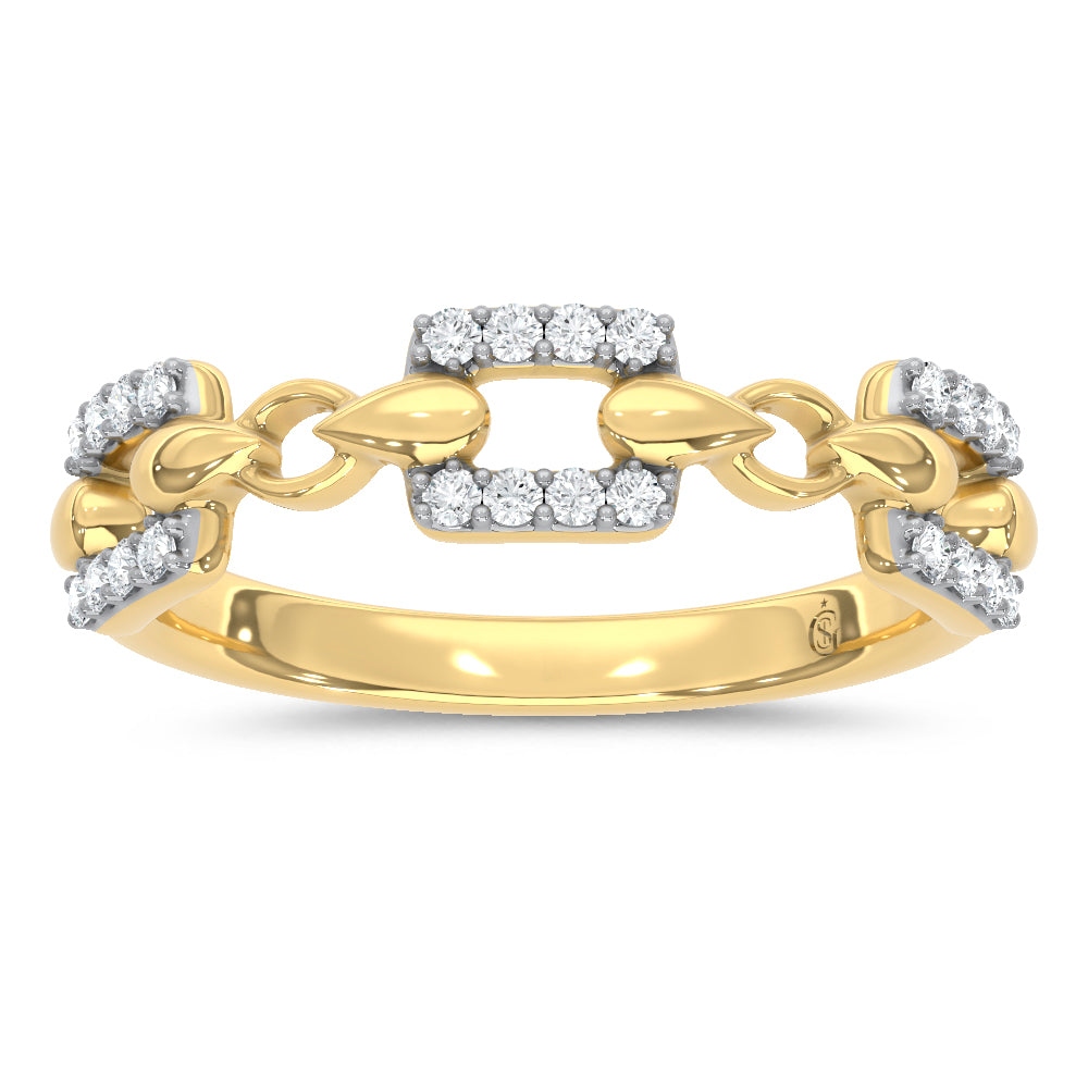 10K Two-Tone 1/8 ct. tw. Lab Grown Diamond Fashion Ring | Picasso Gold & Diamond
