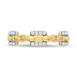 10K Two-Tone 1/8 ct. tw. Lab Grown Diamond Fashion Ring, detailed angle view