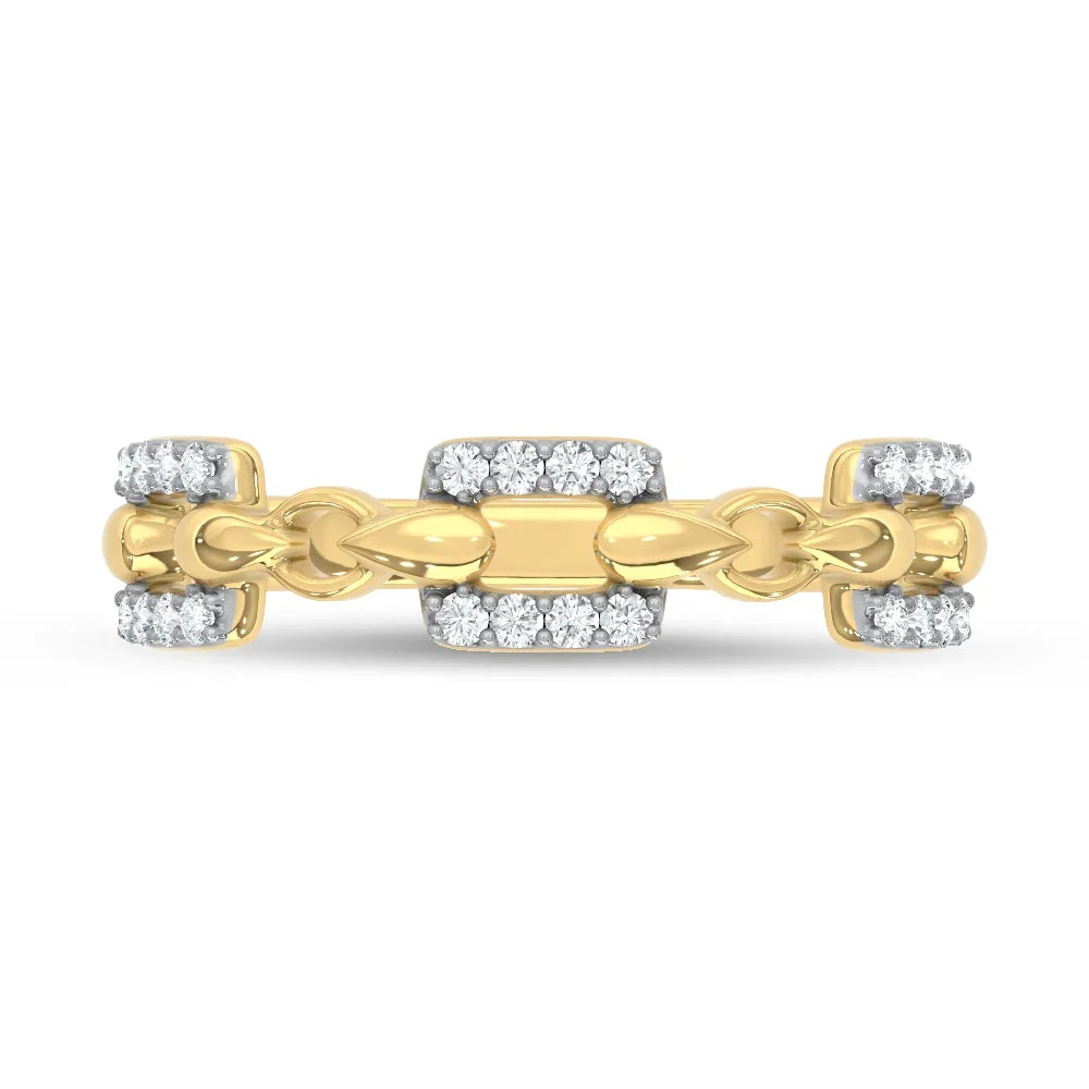 10K Two-Tone 1/8 ct. tw. Lab Grown Diamond Fashion Ring, detailed angle view