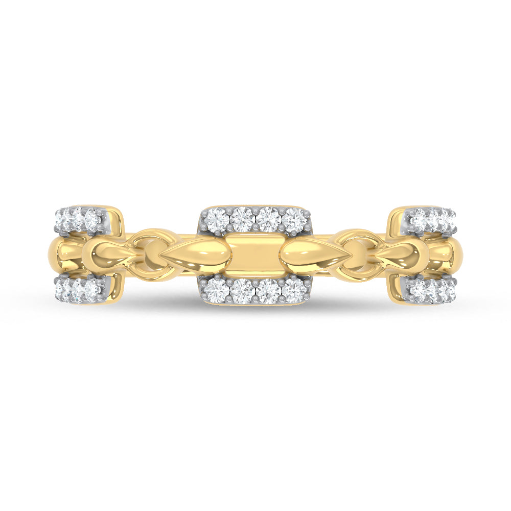 10K Two-Tone 1/8 ct. tw. Lab Grown Diamond Fashion Ring, detailed angle view