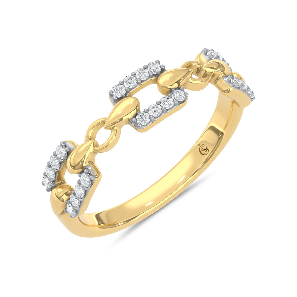 10K Two-Tone 1/8 ct. tw. Lab Grown Diamond Fashion Ring, top view of the diamonds