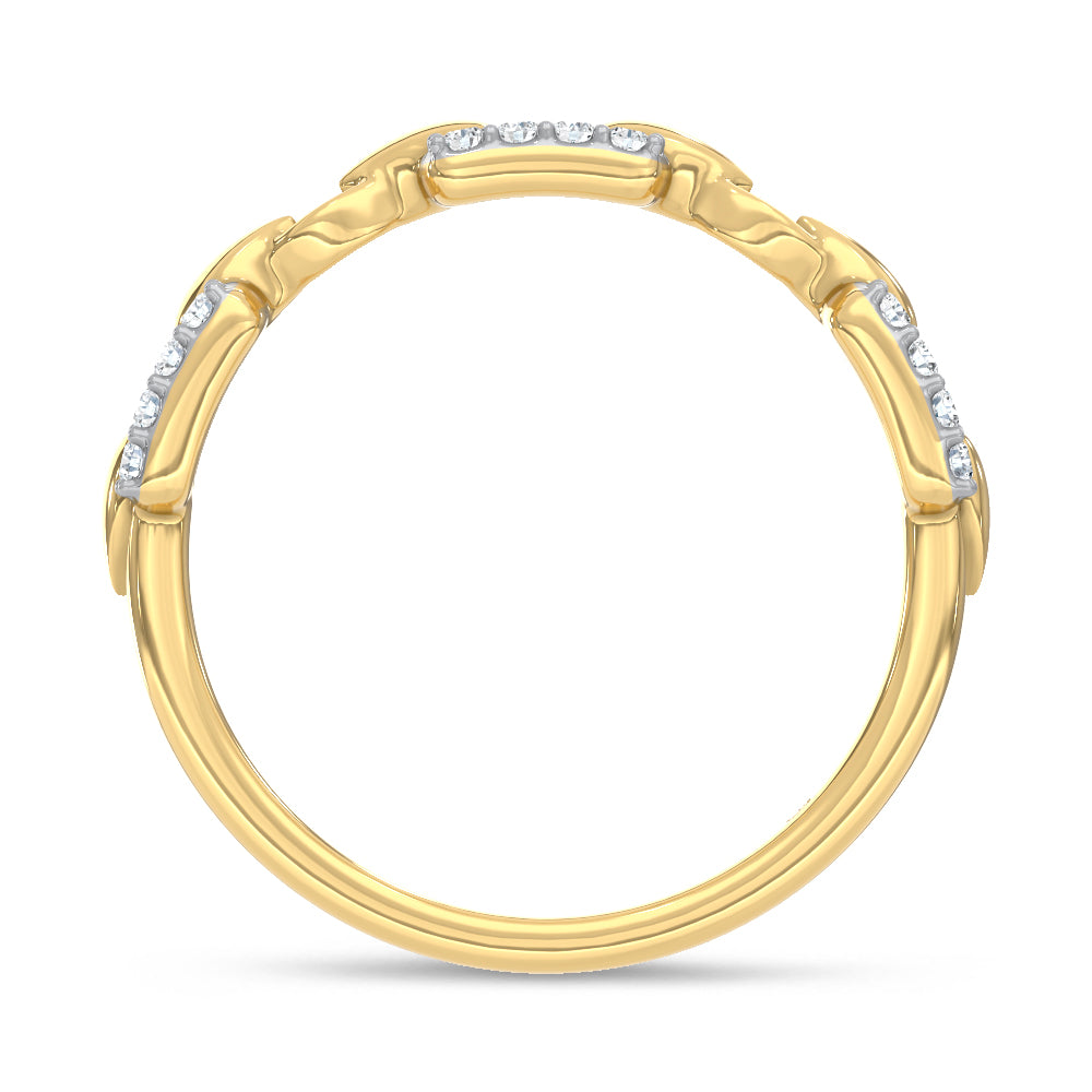 10K Two-Tone 1/8 ct. tw. Lab Grown Diamond Fashion Ring, close-up of the setting