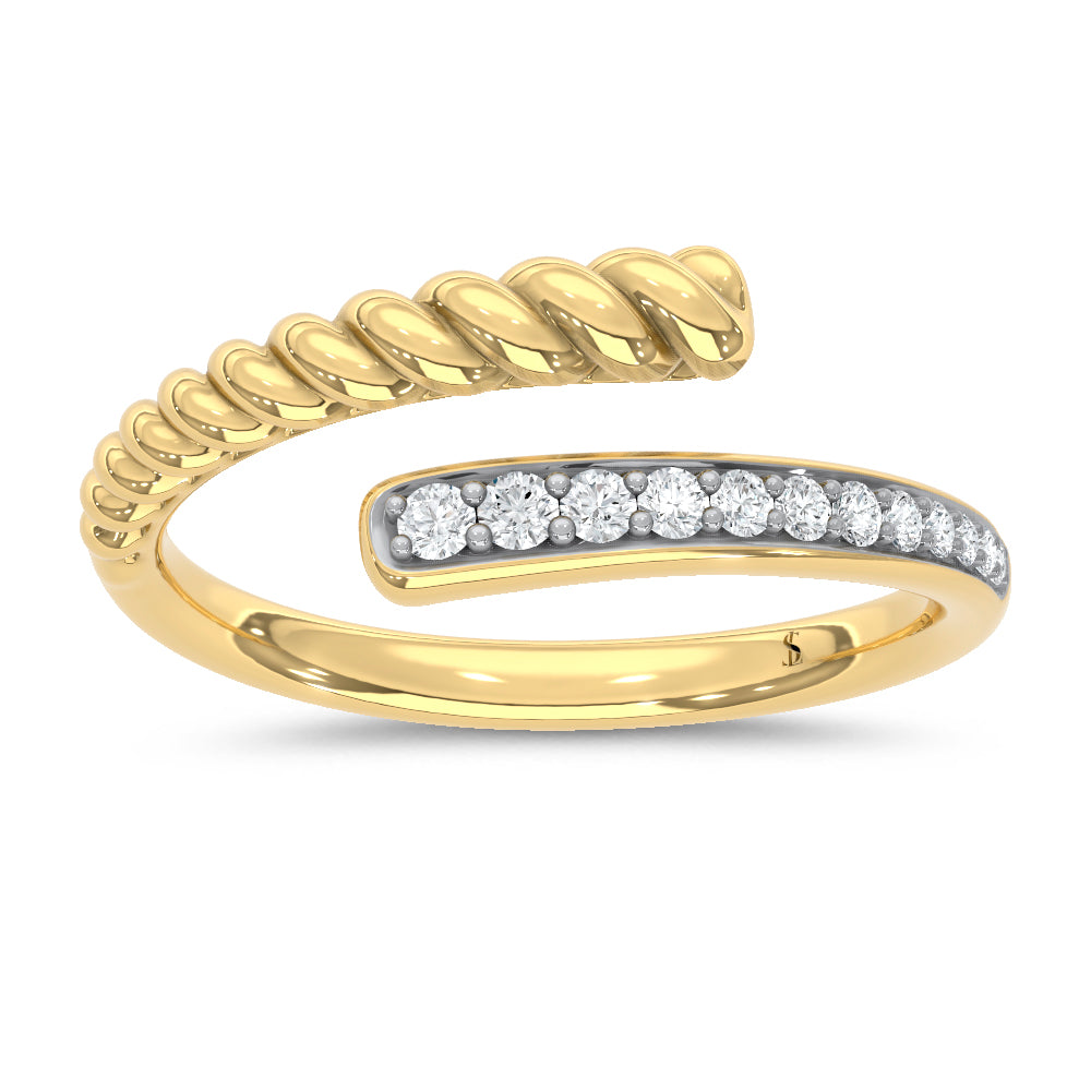 10K Two-Tone 1/6 ct. tw. Lab Grown Diamond Bypass Ring | Picasso Gold & Diamond